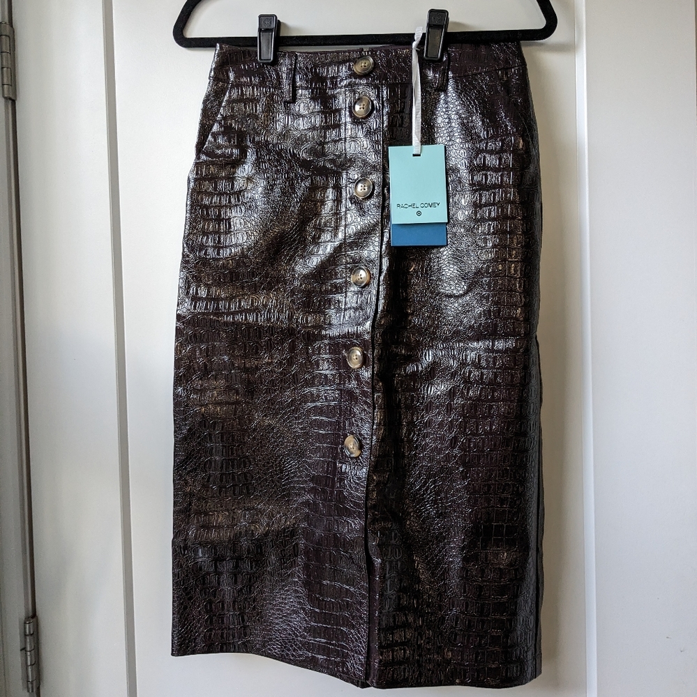 Faux Leather Alligator Skin Pencil Skirt